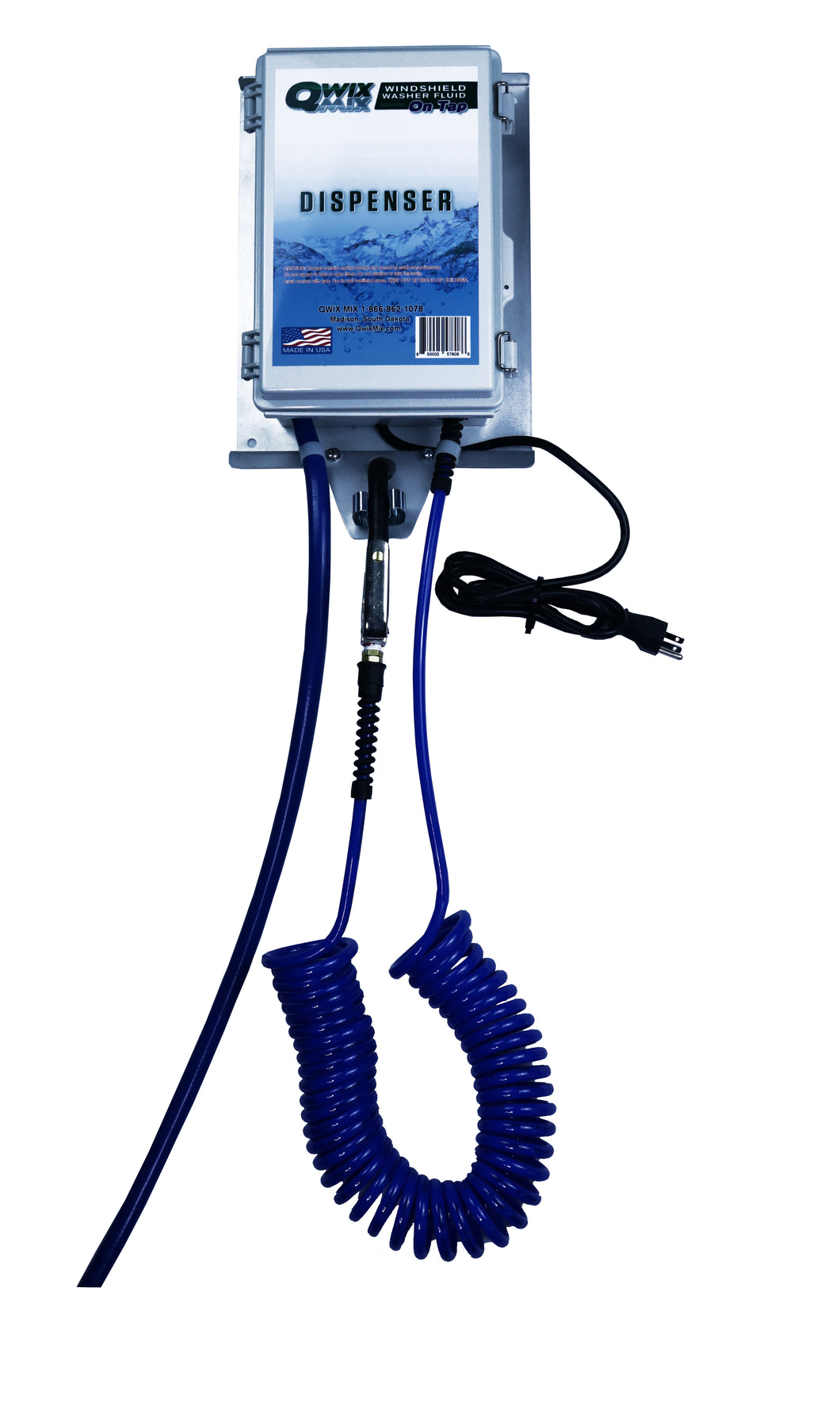 Qwix Mix Outdoor Windshield Washer Fluid Wall Mounted Dispenser For Dispensing From a 55 Gallon Drum, Tote or Tank.